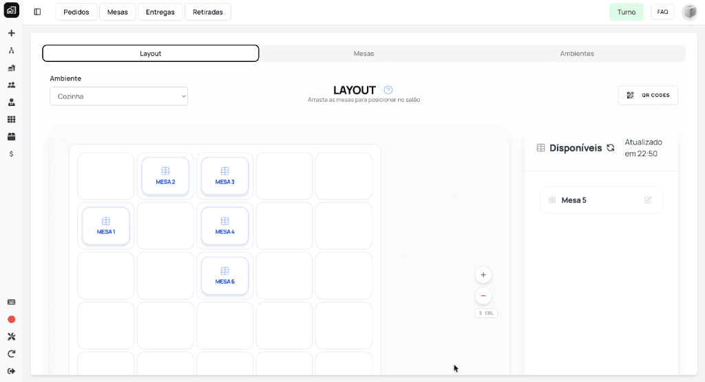 Layout de mesas